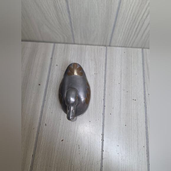 Vtg 1960s Pewter & Brass Duck Trinket Dish Bird Figurine Silver & Gold Jewlery - Picture 3 of 7